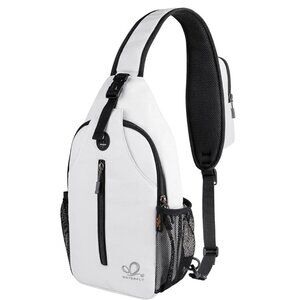Waterfly Women/Men White Crossbody Sling Hiking Bag with Adjustable Strap